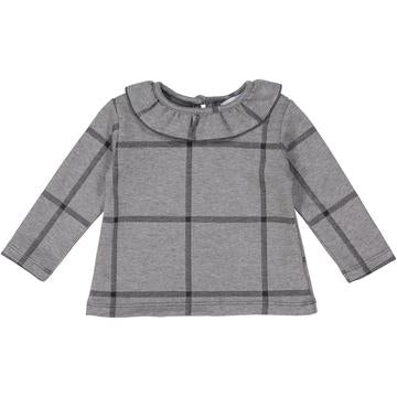 Gray Plaid Posh Winter Weave Ruffle Sweater X Eishes Style Collection