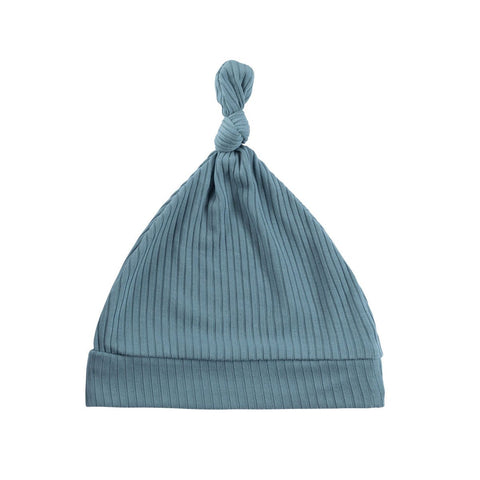 Azure Ribbed Knot Hat