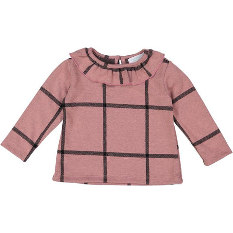 Rose Plaid Posh Winter Weave Ruffle Sweater X Eishes Style Collection