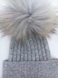 Gray Ribbed Angora Hat