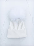 White Ribbed Angora Hat